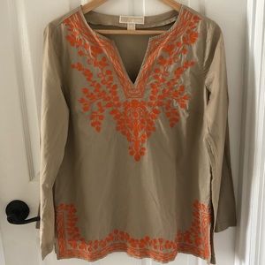 Michael Kors Woman’s Beige/Orange Long Sleeve Top